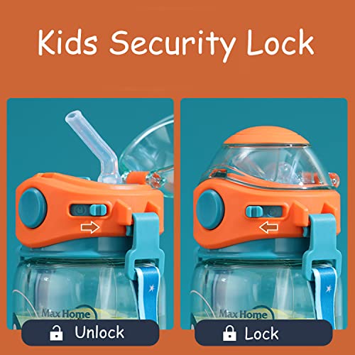 Kids Water Bottle with Straw,Toddlers Reusable Travel Water Bottle BPA-Free Leak-Proof Drinking Bottle for School Kids Girls Boys
