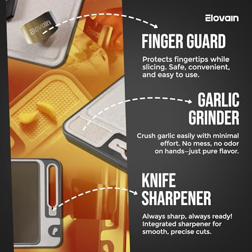 Stainless Steel Cutting Board with In-Built Knife Sharpener, Bench Scraper & Finger Protector - Heat Resistant, Non-Slip, Easy Clean Surface - Ideal Steel Cutting Boards for Kitchen and Meat