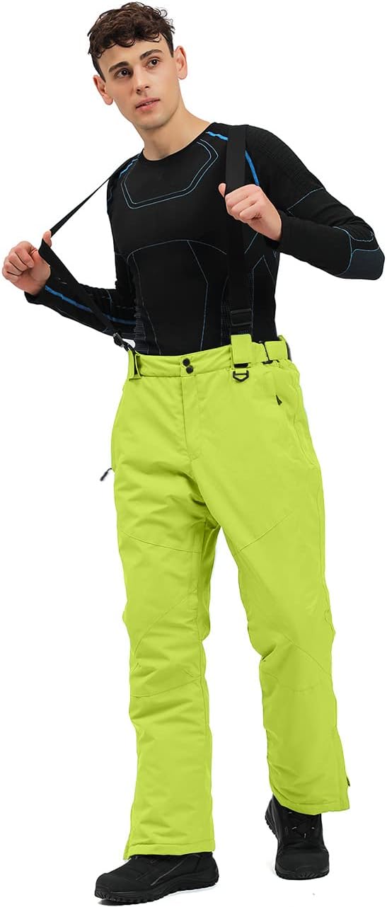 YEEFINE Men's Waterproof Snow Pants Insulated Outdoor Ski Pants Winter Warm Detachable Suspender Snowboard Bibs