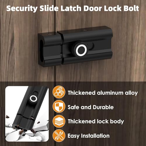 MAKINGTEC Heavy-Duty Slide Lock Latch - 3-Inch Barrel Bolt for Secure Door & Gate Locking | Ideal for Flush or Recessed Installations | Durable Black Hardware, 2-Pack