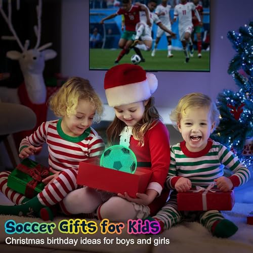 SHOPPING VIBES Your One Stop Shop 3D Illusion Night Light - Dual Designs Football & Basketball, Remote Control 16 Colors Change, Perfect Sports Fan Gift for Any Occasion (Football)