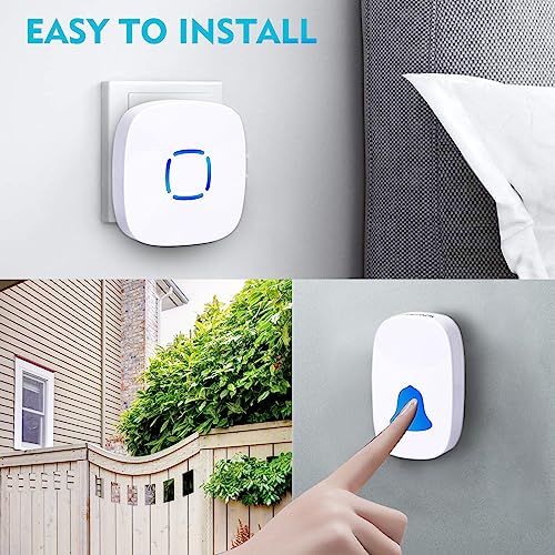 Sky-Touch Wireless Doorbell, Waterproof Wireless Doorbell Kit With 36 Bells And AdjUStable Volume; With Sound And Led Home Door Bell Chime (1 Receiver And 1 Pressure Button)