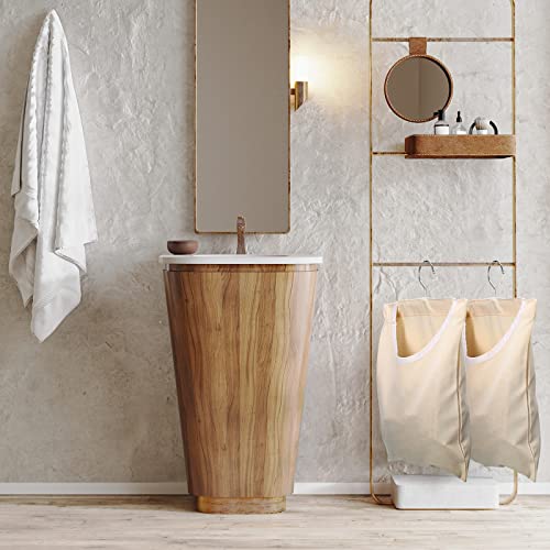 Eccliy 2 Pcs Canvas Clothespin Bag with Hanging Hook for Clothesline Outdoor 15 x 11 Inch Summer Laundry Clothes Pin Holder Portable Pin Hanging Bag Pin Storage Organizer for Home Balcony Travel,Beige