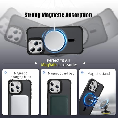 for iPhone 12 Case,iPhone 12 Pro Case Magnetic [for Magsafe][Military Grade Shockproof Protection] Anti-Scratch Non-Slip Matte Translucent Slim Phone Case for iPhone 12 Cover/iPhone 12 Pro Cover,Black