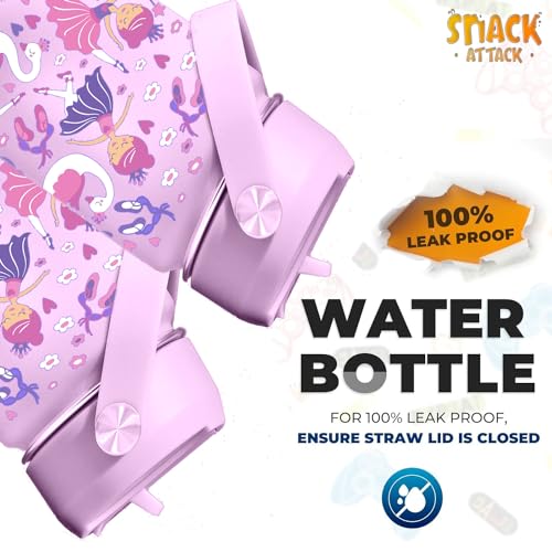 Snack Attack SA Kids Water Bottle for School Insulated water bottle with Straw Lid, Kids water bottle stainless steel, Double Wall, Baby water bottle, Steel water bottle (Lialc Ballerina)