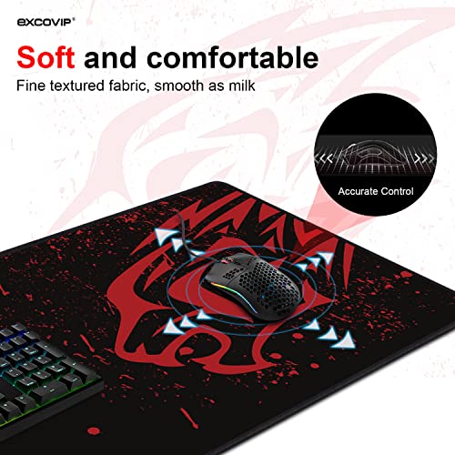 EXCOVIP Extended Large Gaming Mouse Pad XXL (900 x 400mm) Non-Slip Rubber Base Mouse pad Mice Smooth Cloth Surface Keyboard Mouse Pads for Computers Red Leopard 14674