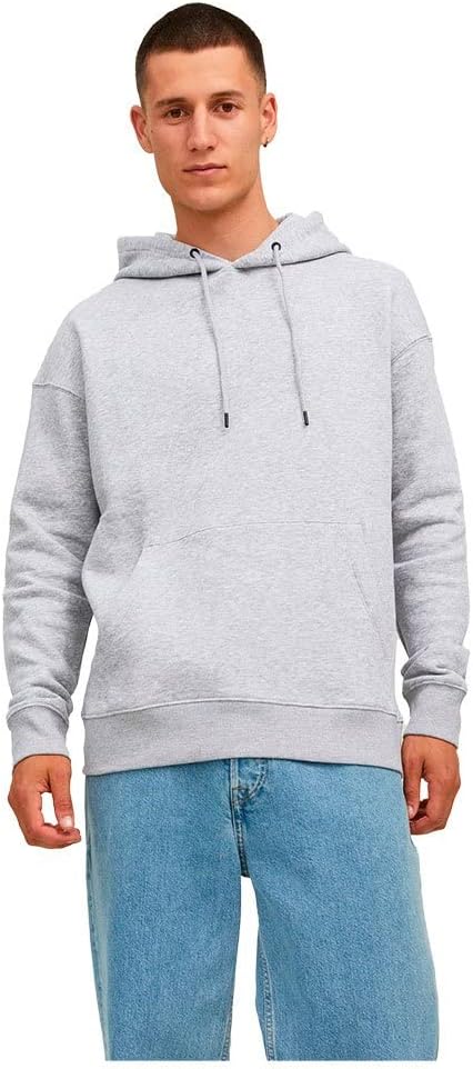 mens JJESTAR BASIC SWEAT HOOD NOOS Sweatshirt (pack of 1) - Light Grey Melange