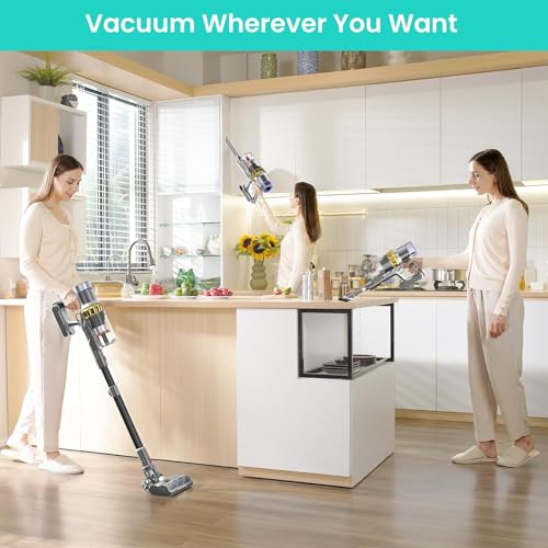 Belife BVC11 Cordless Vacuum Cleaner, 38Kpa/450W Powerful brushless motor with 45 mins runtime, 6 in 1 Wireless Vaccum Cleaner for Home Floor Pet Hair, LED display (gold)