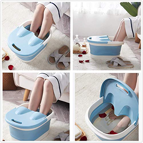 BePrincess Collapsible Foot Soaking Bath Basin with Massage Roller, Large Size for Soaking Feet, Pedicure and Massager Tub for At Home Relax Foot Spa Treatment (BLUE)