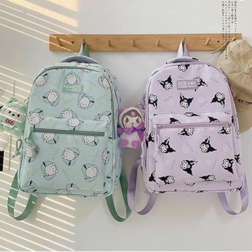 Cute Kuromii Fashion Backpack, Lavender Purple with Character Print Pattern, School Bag
