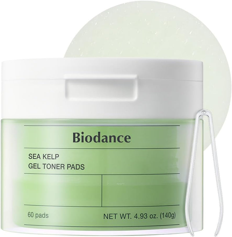 Collagen Gel Toner Pads, Pore Minimizer for Face, Improving Elasticity, Plumping Toner Pads for Sensitive Skin, Korean Skincare,ㅣ4.93 fl.oz.(140g)60Pads,Ramadan Gift - Sea Kelp