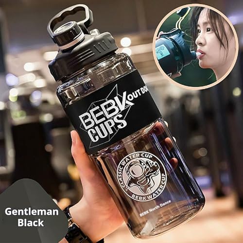 Large Water Bottle 1.7L,Leak Proof Sport Water Bottle for Men BPA Free Material for Fitness Gym Outdoor Sports Kids School Fitness (black)