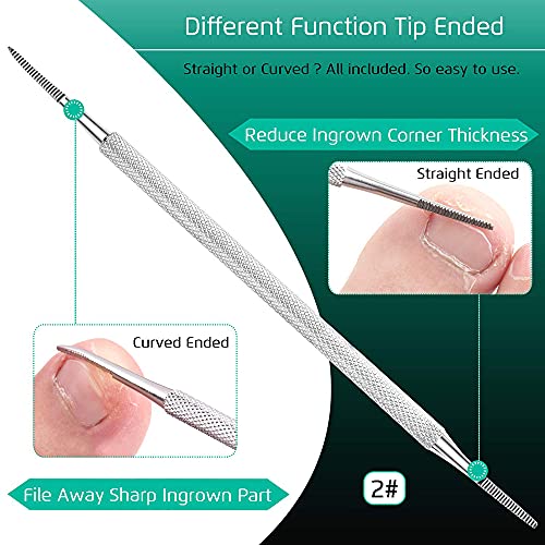 DELFINO Upgraded Ingrown Toenail Tool Ingrown Toenail File & Lifter, Podiatrist Nail Treatment Tools, Stainless Steel Surgery Grade, Manicure Pedicure Set, Thick Nail Clean, Pain Relief Kits