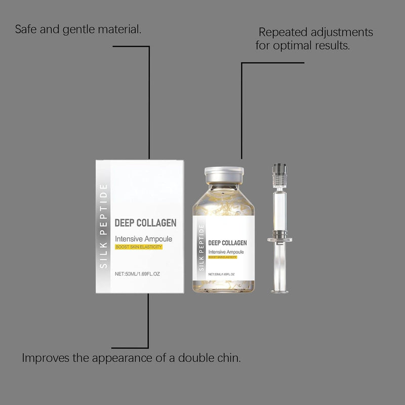 Deep Collagen Silk Peptide Ampoule Serum Set, Korean Anti-Aging Facial Essence for Glass Skin, Niacinamide & Hyaluronic Acid, Anti-Wrinkles Hydration, Lightweight Essence for Radiant Glow