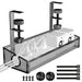 Under Desk Cable Management Tray Black, No Drill Organizer With Clamp for Wire Management, PC Cord Accessories & Workspace Organizers for Office, Home