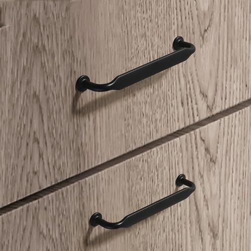 Azonee 10-Pack Matte Black Cabinet Pulls, 3-3/4 Inch (96mm) Hole Centers, Zinc Alloy Drawer Handles with 20 Screws (22mm) for Kitchen, Closet, Dresser, and Cabinet Hardware