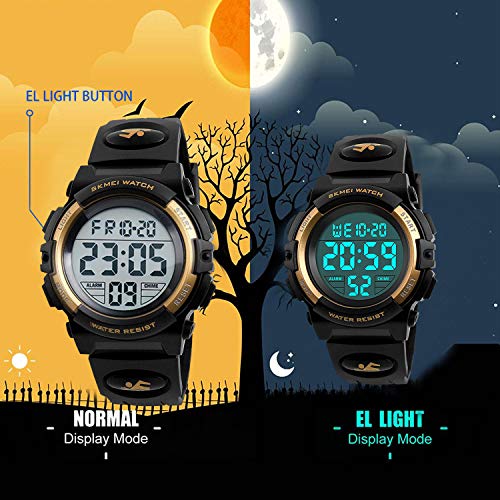 cofuo Kids Digital Sports Watch for Boys Girls, Boy Waterproof Casual Electronic Analog Quartz 7 Colorful Led Watches with Alarm Stopwatch Silicone Band Luminous Wristatches