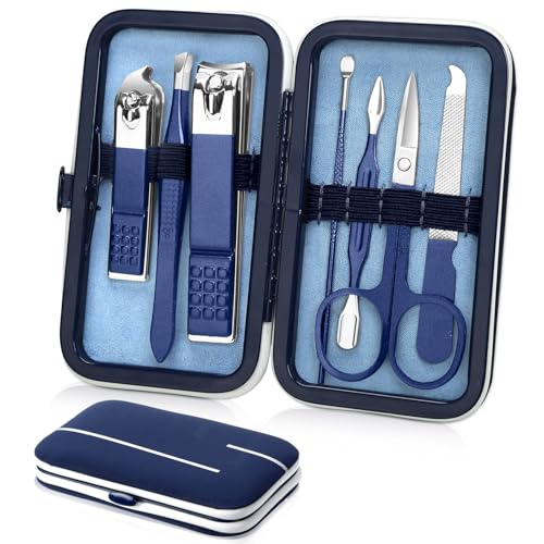 Aceoce Travel Manicure Set, Mens Grooming kit Women Nail Manicure Kit 8 in 1, Manicure Pedicure Kit Manicure Set Professional Gift for Family Friends Elder Patient Nail Care