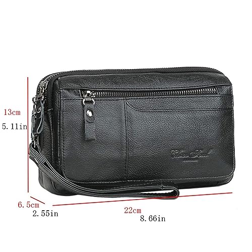 Leather Clutch Purse Wallet Men Wrist Bag