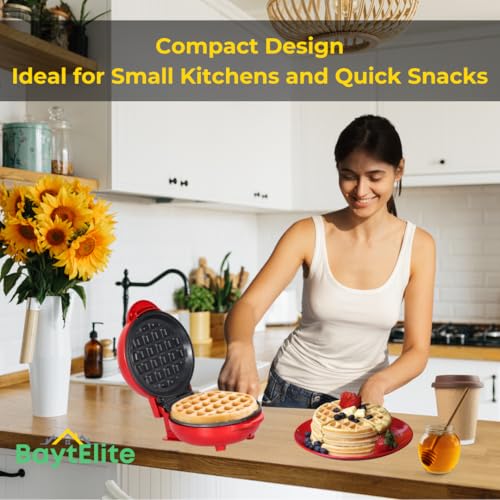 BaytElite Mini Waffle Maker 4.5" - Quick Heat-Up Nonstick Waffle Iron, Compact & Easy to Clean, Perfect for Keto, Pancakes, Snacks, & Breakfast - ???? ???? ????? ??????? ?????????