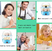 HNS MART Portable Home Appliance - Automatic Mini Rapid Egg Cooker, 7-14 Egg Boiler, Double Layer Poacher & Breakfast Machine