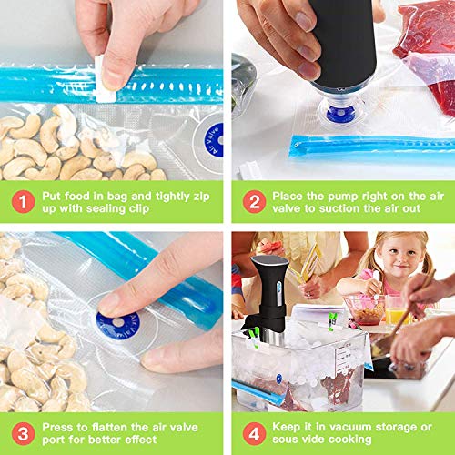 WinCheer Electric Food Vacuum Sealer with 20PC Reusable Storage Bags, Sous Vide Machine Kit for Anova, Joule Food Cookers Air Pump with 4 Sealing Clips & 4 Sous Vide Clips (20 Pack Storage Bags)
