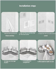 SKY-TOUCH 2Pcs Corner Shower ShelvesSelf Adhesive No Drilling Wall Mounted Shower Storage Shelf Organizer For Your Bathroom, Kitchen And ToiletIron ArtBlack