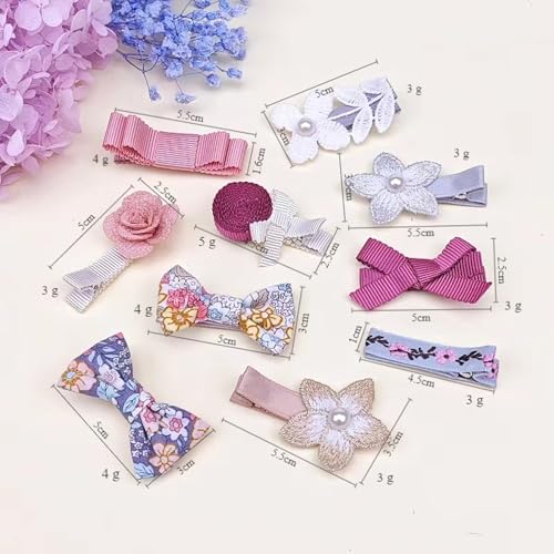 Tazweeq 10Pcs Flower Girls Hair Clip Accessories, Bow Kids Hair Clips Strip Hair Clips, Perfect for Little Princess Dress Up or Daily Wear