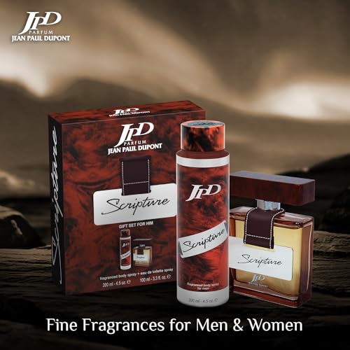 Jean Paul Dupont (JPD) Scripture Weirwood - 2 Pieces Promo Pack for Men - Eau de Toilette 100ml + Body Spray 200ml - Gift for Him - Perfume Gift Set - Oriental, Floral and Woody notes