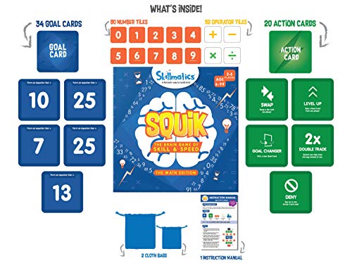 Skillmatics Squik: The Brain Game Of Skill & Speed Math Edition (6 99 Years), Multicolor, Skill31Sme