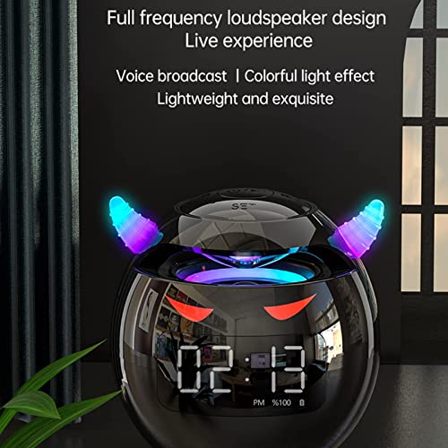 MAKINGTEC Wireless Bluetooth Speaker, Led Flash Portable Outdoor Bedside Kids Room Alarm Clock Subwoofer Music Tf Player with Microphone Hands-Free Call (Black)