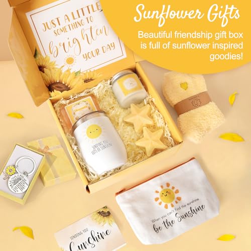 Suhctuptx Get Well Soon Gifts for Women, Christmas Sunflower Birthday Gifts Baskets Ideas for Women Mom Best Friend Female Her - Unique After Surgery Gifts Thinking of You Sunshine Gifts Box