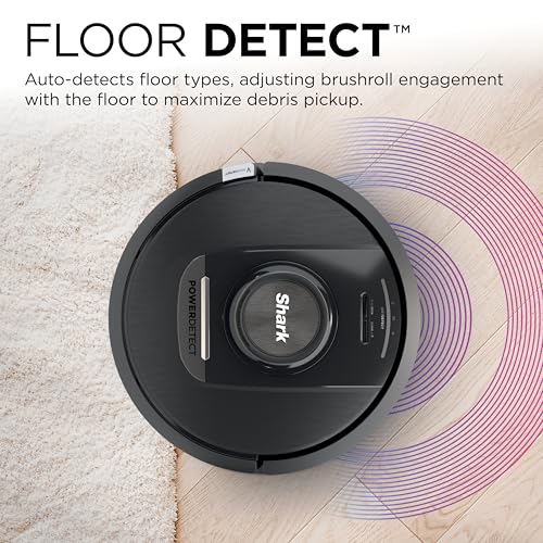 Shark Detect Pro Self-Empty Robot Vacuum with NeverStuck Technology, Auto Deep-Clean Carpets & Hardfloors, 30 Day Capacity HEPA Bagless Base, for Pet Hair, WiFi Black (AV2820S)