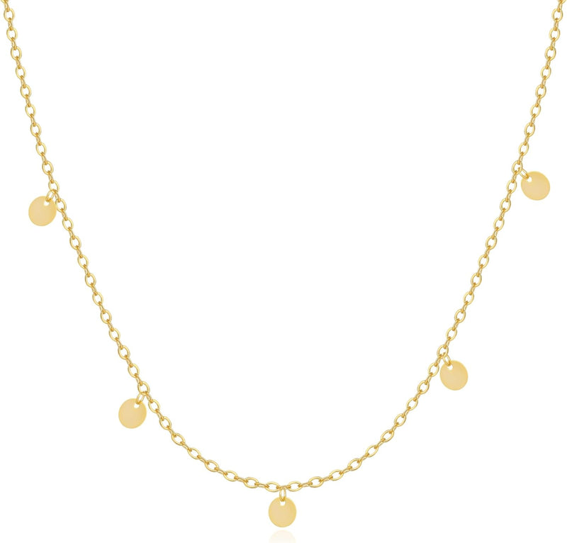 Dainty Butterfly Necklace for Women 14K Gold Plated Butterfly Pendant Necklace Minimalist Charm Jewelry - 7 Coins-Gold