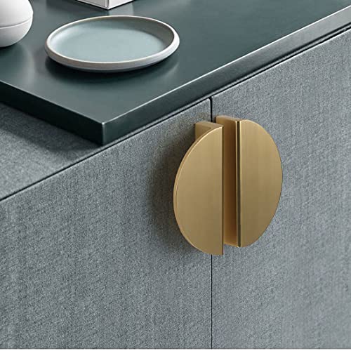 6 Pack Brushed Gold Semicircle Cabinet knobs Kitchen Cabinet Pulls with Vintage Cupboard Drawers Hardware Dresser Drawer Handles Kitchen Cabinet Handles (S, 6 Pack, Brushed Gold), ABT-303-S