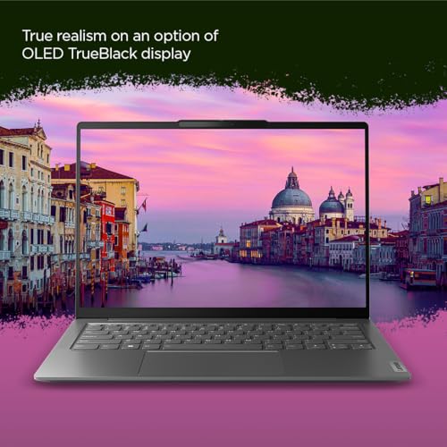 Lenovo Yoga Slim 6 14IRH8 Laptop with 14" WUXGA OLED Display, Intel i7-13700H,16GB RAM,1TB SSD, Intel Iris Xe Graphics, Backlit Eng-Ar KB, Win 11, Storm Grey [83E0005KAX]+2Y Premium Care
