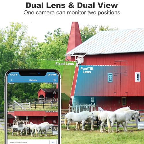 GENBOLT 3G/4G LTE Cellular Solar Security Camera Outdoor Wireless, 8W 15600mAh Battery Operated Surveillance Camera No WiFi, Dual Lens Spotlight IP Camera CCTV with SIM Card