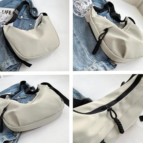 TERRIFI Crossbody Sling Bag, Mobile Phone Shoulder Messenger Bag for Men Women, Casual Across Body Backpack for Travel Cycling Hiking (White)