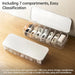 Cable Organizer Storage Box with 7 Wire Ties, Desktop Cable Management Box with Lid, Power Cord Organizer with 7 Compartments for Office, Home, Desk Accessories Storage Stationery Supplies White