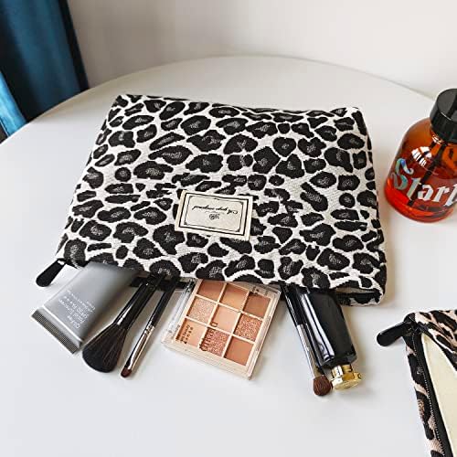 STARDW Flower Cosmetic Bags Makeup Bags for Women and Girls,Travel Makeup Bag Large Capacity Canvas Makeup Bag,Makeup Organizer Bag Zipper Pouch, Embossed pink, Large Capacity Aesthetic Makeup Bags