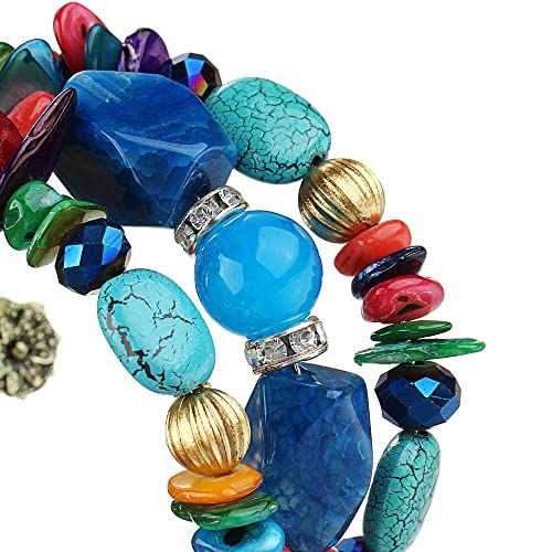 SYOSI Multilayer Irregular Agate Beads Charm Bracelets for Women Vintage Jade Colored Stone Man Bracelets Yoga Bangles Ethnic Jewelry