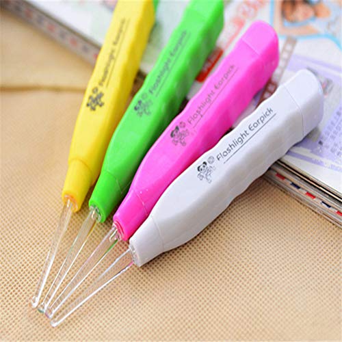 TDMKT 4pcs LED Lighting Ear Pick Lighted Earwax Removal Swab Safe Earwax Remover Tool (Random)