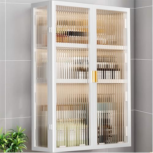 U-HOOME Wall Mounted Bathroom Storage Cabinet Shelf,Large Cosmetic Makeup Organizer Display,Toilet Shower Shampoo Kitchen Storage Organizer for Bedroom,Bathroom (3 Tier-40cm-white)