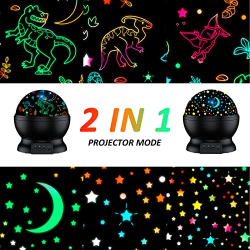 Dinosaur Toys for 3-5-7 Year Old Boys Dino Kids Toys,2 in 1 Night Light with Projector&360Â° Rotation,Boy Toys for Kids Birthday Party Easter Xmas Christmas Gifts Toddler Toys for Boys Age 2-14 (Black)