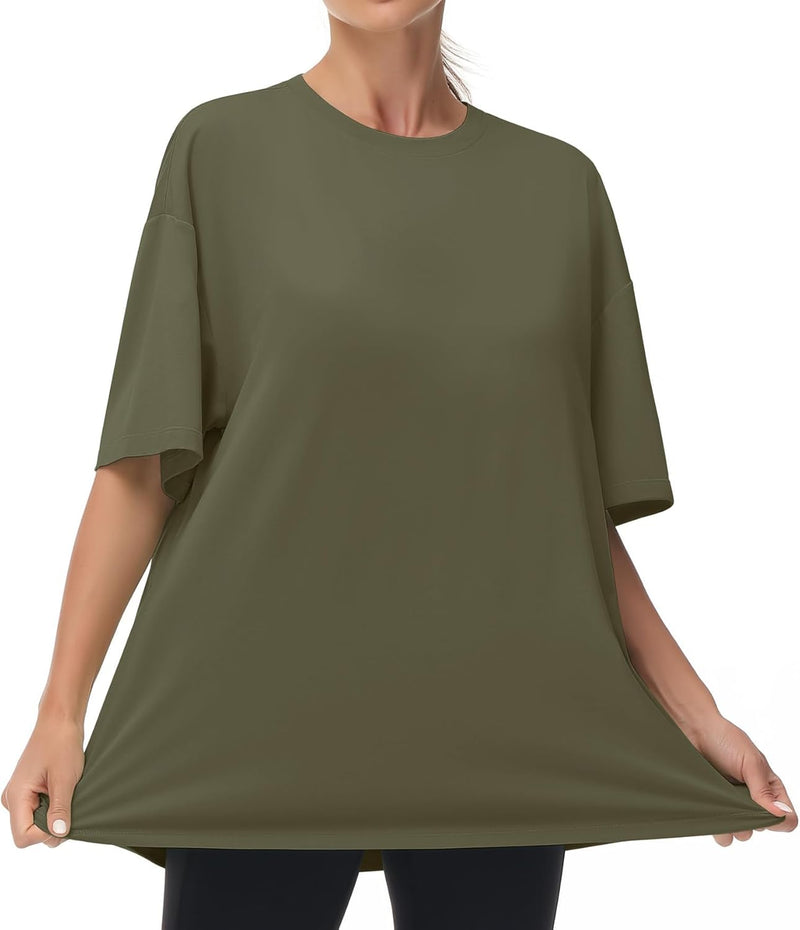 THE GYM PEOPLE Women's Casual Oversized T-Shirts Summer Crewneck Short Sleeve Workout Basic Tee Tops