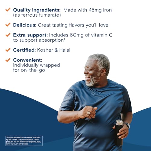 Bariatric Fusion Iron Soft Chew with Vitamin C | Watermelon Flavored | Iron Supplement Chewy Vitamin for Bariatric Patients Including Gastric Bypass and Sleeve Gastrectomy | 60 Count | 2 Month Supply