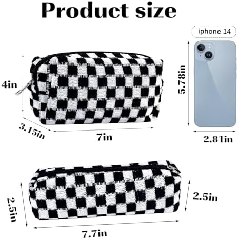 ZLFSRQ 3Pcs Checkered Makeup Bag for Women Large Cosmetic Bag Set Travel Toiletry Bag Makeup Pouch Bag for Purse Pink Zipper Storage Bag Organizer Cute Small Aesthetic Girls Car Essentials Bag