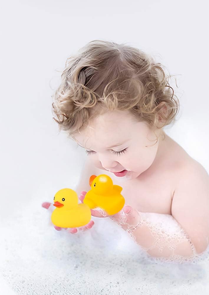 WAMSOLE 50PCS Super Mini Rubber Duck Bath Duck Toys for Toddlers Boys Girls,Squeak and Float Rubber Ducks in Bulk Baby Shower Duck Decorations Party Favors (1.6'')