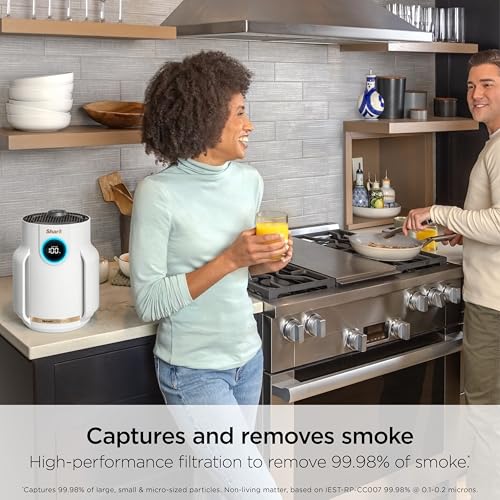 Shark NeverChange Air Purifier Compact Pro with Long-lasting HEPA Exceeding Filtration, Captures Pet Dander, Dust, Smoke, and Allergens, up to 250 sq. ft. for Bedroom, Home Office, Dorm, HP072PK
