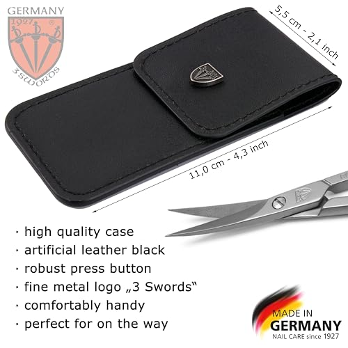 3 Swords Germany - brand quality STAINLESS STEEL INOX CURVED CUTICLE SCISSORS (1 PIECE) with case for manicure pedicure - nail care by 3 Swords - Made in Solingen Germany